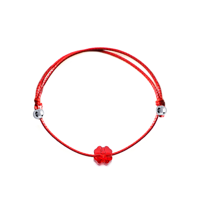 Bratara Trifoi Rosu - Cristal Swarovski - Make a wish