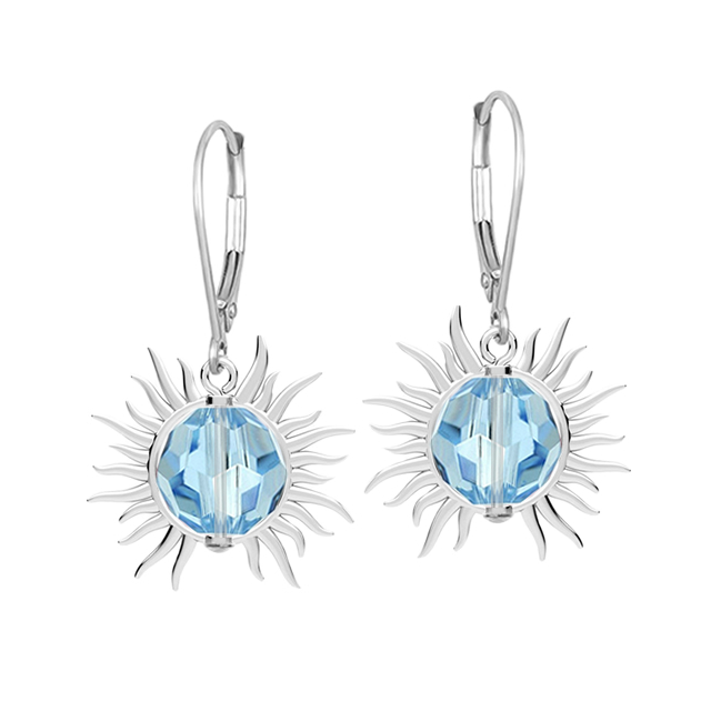 Cercei Soare - Cristale Aquamarine