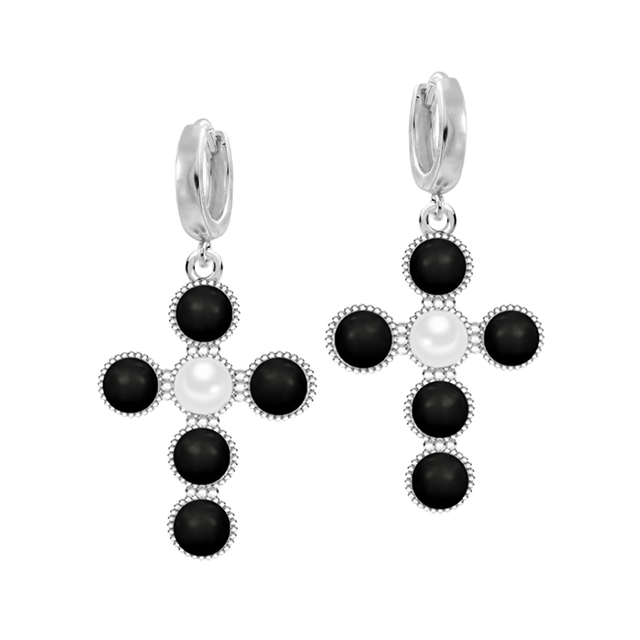 Cercei Mystic Black & White Pearls