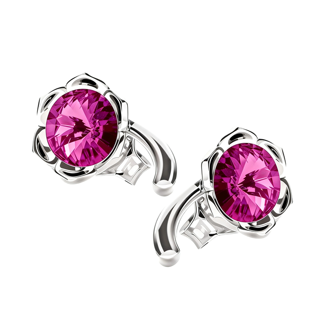 Cercei Flori - Cristale Swarovski Rivoli Fucsia