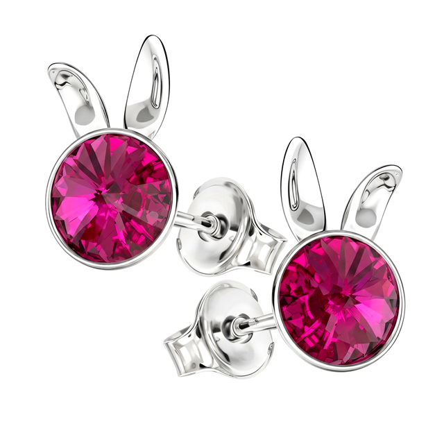 Cercei Iepurasi - Cristale Swarovski Rivoli Fucsia