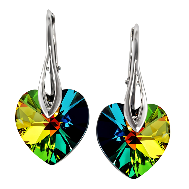 Cercei Inimioare Vitrail Medium - Cristale Swarovski