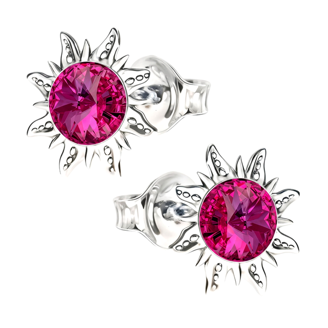 Cercei Soare - Cristale Swarovski Rivoli Fucsia