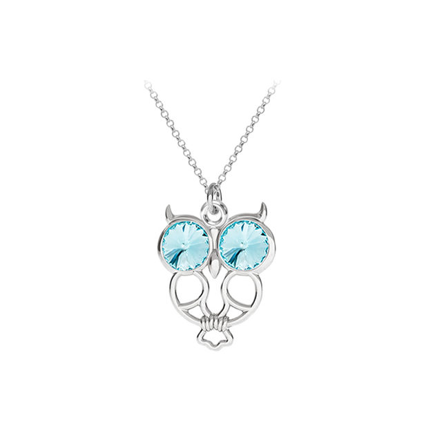 Colier Bufnita  - Cristale Aquamarine