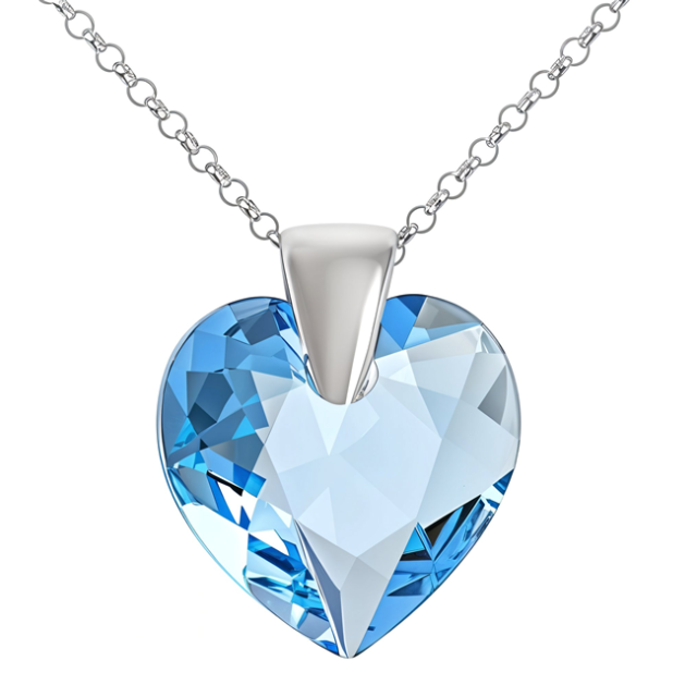 Colier Inimioara - Cristal Aquamarine