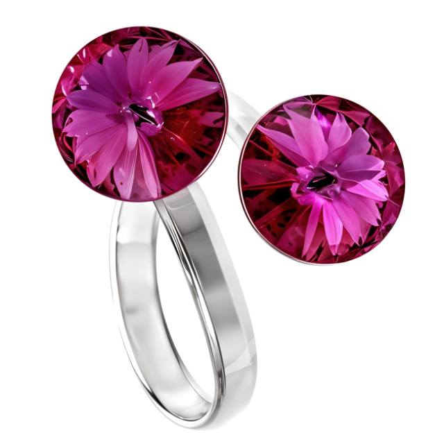 Inel Double - Cristale Rivoli Fucsia