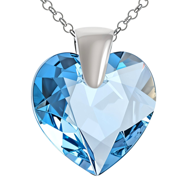 Pandantiv Inimioara - Cristal Aquamarine