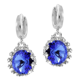 Cercei Crown - Cristale PRECIOSA Blue Sapphire