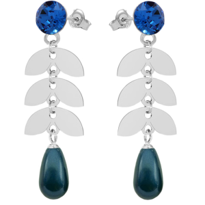 Cercei Zorina - Cristale & Perle Petrol Blue