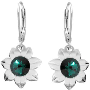 Cercei Green Flowers - Cristale Swarovski Emerald