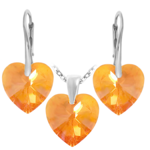 Set Inimioare Tangerine - Cristale Swarovski