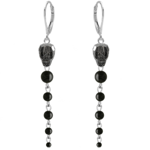 Cercei Onix &amp; Cristale Cranii Silver night