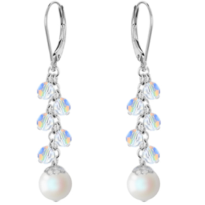Cercei Pearlescent White - Perle & Cristale Swarovski