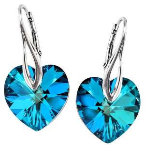 Cercei Bermuda Blue - Inimioare Cristale Swarovski