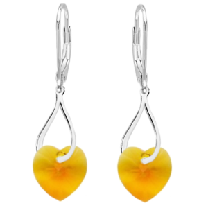 Cercei Twist - Cristale Swarovski Inimioare Tangerine