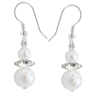 Cercei Erina - White - Perle &amp; Cristale Swarovski