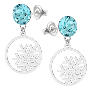Cercei Fulgi de Nea - Cristale Aquamarine