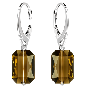 Cercei Emerald Cut Smoky Quartz - Cristale Swarovski