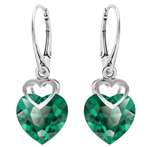 Cercei Inimioare - Cristale Swarovski Verde Smarald