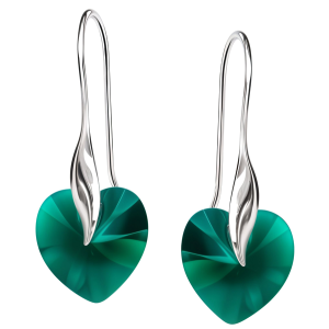Cercei Inimioare - Cristale Swarovski Emerald