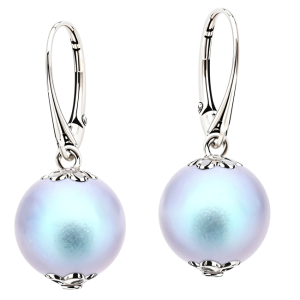 Cercei Perle Swarovski Iridescent Light Blue 12 mm