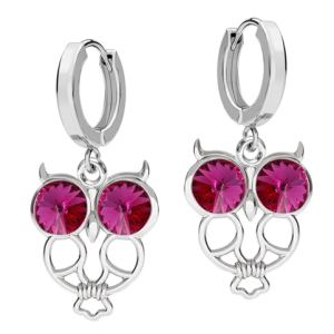 Cercei Bufnite - Cristale Fucsia