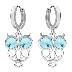 Cercei Bufnite - Cristale Aquamarine