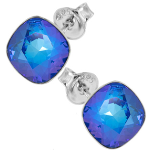 Cercei Cushion Square - Cristale Swarovski Royal Blue Delite