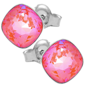 Cercei Cushion Square - Cristale Swarovski Lotus Pink Delite