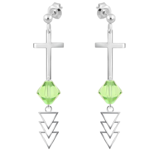 Cercei Cruciulite - Cristale Swarovski Peridot