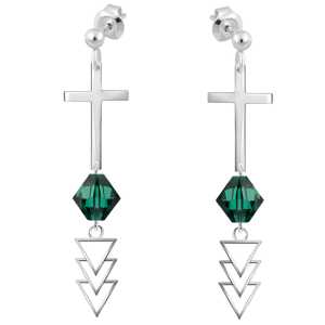 Cercei Cruciulite - Cristale Swarovski Emerald