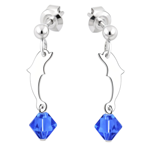Cercei Delfini - Cristale Swarovski Albastru Safir