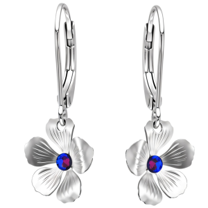 Cercei Floricele - Cristale Swarovski Meridian Blue