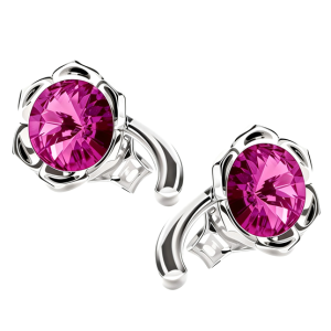 Cercei Flori - Cristale Swarovski Rivoli Fucsia