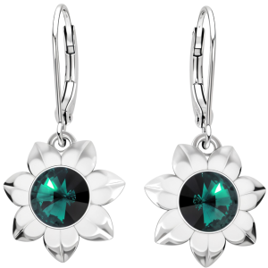 Cercei Green Flowers - Cristale Swarovski Emerald