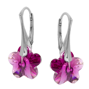 Cercei Mava - Floricele Fucsia Cristale Swarovski