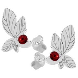 Cercei Frunze - Cristale Swarovski Rosu Siam