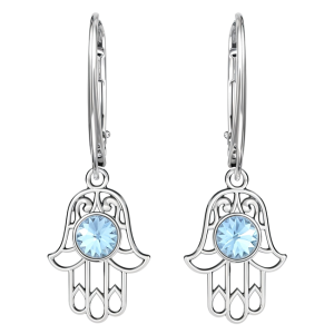 Cercei Hamsa - Cristale Aquamarine