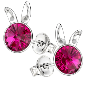 Cercei Iepurasi - Cristale Swarovski Rivoli Fucsia