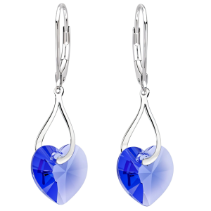 Cercei Twist - Cristale Swarovski Inimioare Sapphire