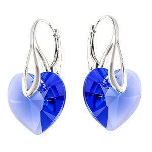 Cercei Inimioare Albastru Safir - Cristale Swarovski