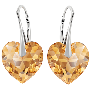 Cercei Inimioare Light Topaz - Cristale Swarovski