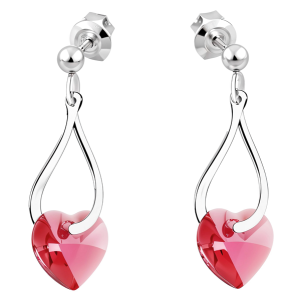 Cercei Twist - Cristale Swarovski Inimioare Indian Pink