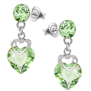 Cercei Inimioare - Cristale Peridot