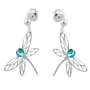 Cercei Libelule - Cristale Swarovski Blue Zircon Shimmer