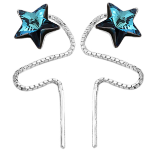Cercei Stelute - Cristale Swarovski Bermuda Blue