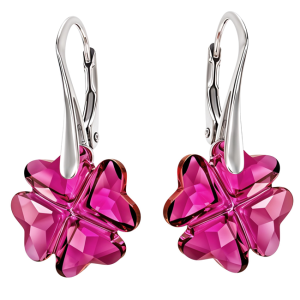 Cercei Trifoi Cristale Swarovski Fucsia