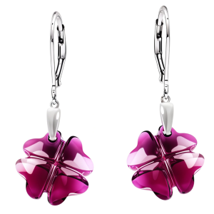 Cercei Trifoi Fucsia - Cristale Swarovski